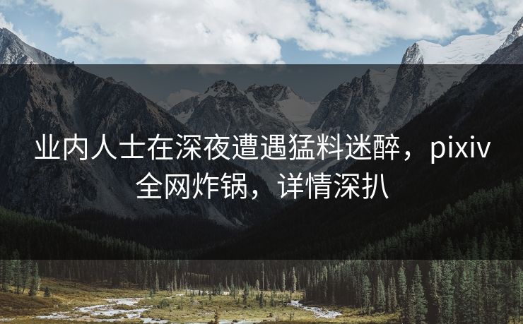 业内人士在深夜遭遇猛料迷醉，pixiv全网炸锅，详情深扒