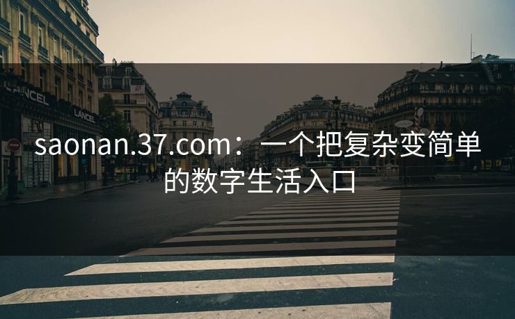 saonan.37.com：一个把复杂变简单的数字生活入口