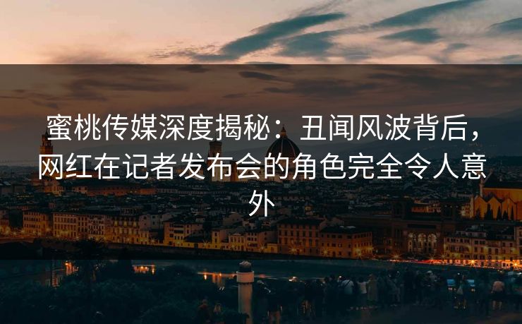 蜜桃传媒深度揭秘：丑闻风波背后，网红在记者发布会的角色完全令人意外